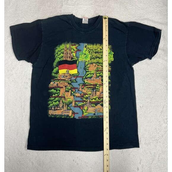Vintage 90s Deutschland Germany Graphic T-Shirt Black Size Large Screen Stars - Picture 6 of 7